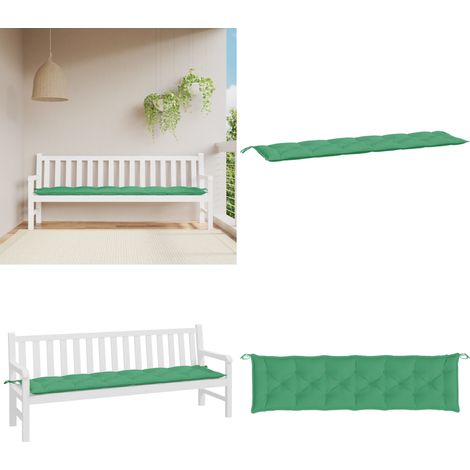 Coussin de banc de jardin vert 200x50x7 cm tissu oxford - Coussin De Banc - Coussin D'extérieur - Coussin Jardin - Décoration Intérieur - Décoration Extérieure - Home & Living