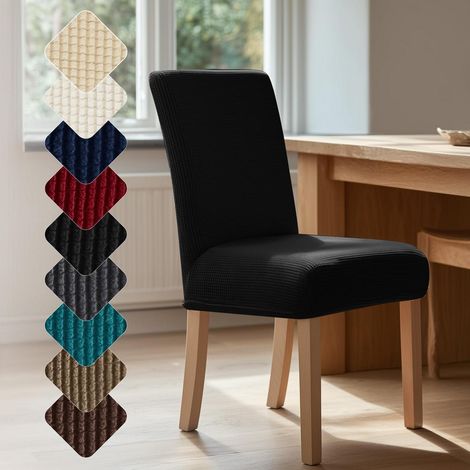 Stuhlhussen 2er Set Schwarz 45x45x60 cm mit Gummiband, Polyester-Elastan (1/5)