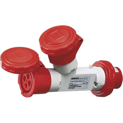 Moltiplicatore Mobile 2 Uscite IP67 1 Spina 16A 2 Prese 3P+T 400V Rosso