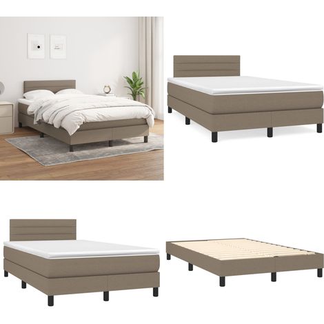 Sommier à lattes de lit avec matelas Taupe 120x200 cm Tissu - Lit Tapissier - Lit Double - Matelas Ressorts Ensachés - Literie - Chambre À Coucher - Home & Living (1/5)