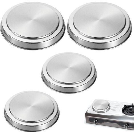 Protector de cocina eléctrica, tapa de acero para placa de cocción, juego de 4, acero inoxidable, ø16 y 20 cm, mate (1/5)