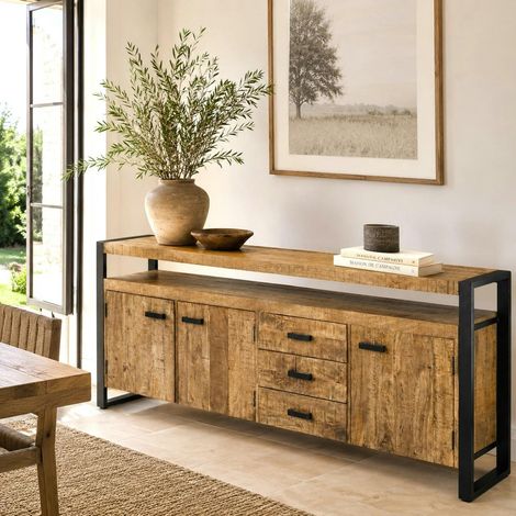 Buffet bois métal 3 portes double plateau KARGO (1/5)