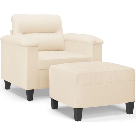 Maison Exclusive - Sessel mit Hocker Beige 60 cm Mikrofasergewebe