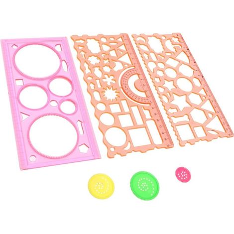 CRAFTHROU 3 Gabarits de dessin géométriques en plastique, règle (1/5)