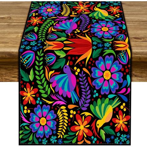 Tischläufer zum Tag der Toten, Tischdekoration im mexikanischen Stil, für Küche, Esszimmer und Zuhause (33 x 183 cm) (1/5)
