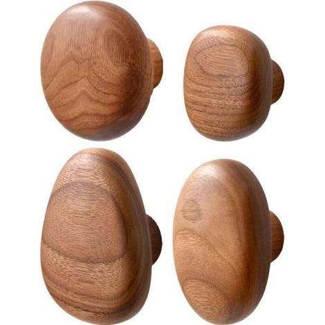 Wandhaken aus Holz, 4 Stück, dekorative Wandhaken, handgefertigte Wandhaken aus Holz (1/4)