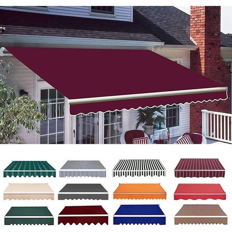 Tissu De Remplacement pour Auvent De Terrasse Rétractable,Tissu De Rechange pour Store Banne en Polyester, Toile D'Auvent Couverture D'auvent Protection Solaire Imperméable. (Rouge, 2.5x2m/8x6.5ft) (1/5)