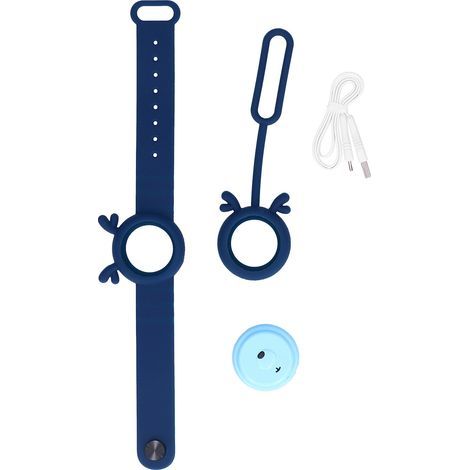Ortviai Bracelet Anti-moustiques Ultrasonique Rechargeable USB, Silicone Souple et Étanche – Bleu Foncé (1/5)