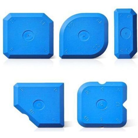 Lot de 5 outils de remplissage de joints en silicone bleu pour joints de cuisine et de salle de bain - Applicateur de mastic silicone multi-angle - Kit d'outils de calfeutrage pour joints et joints