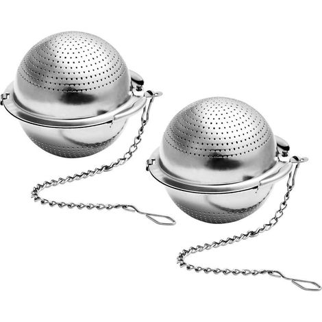 2 Pcs Service à thé boule, passoire à thé avec Chane Crochet,Ensemble d'accessoires de thé en Acier Inoxydable 304, parfaites pour thé en Vrac et épices d'assaisonnement, (1/5)