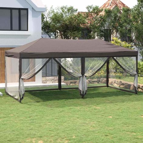 Tente de réception pliable avec parois Taupe 3x6 m (1/5)