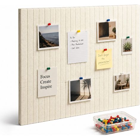 Lot de 9 panneaux en feutre, rectangles autocollants, beige (1/5)