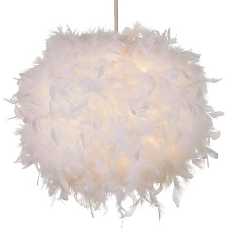 Litecraft Glow Light Shade 40cm Easy Fit Feather Ball Lampshade - White