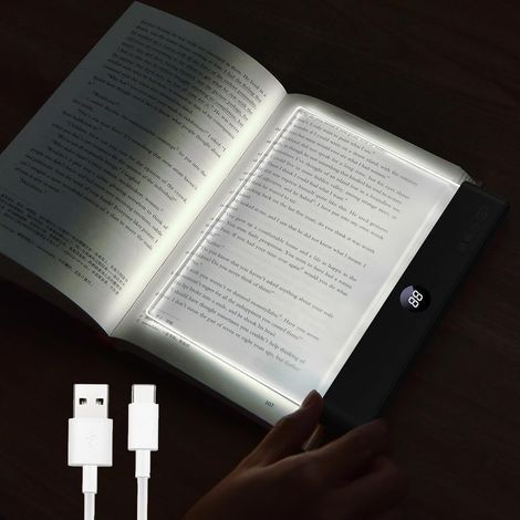 Reading lamp, 3 colors, rechargeable flat LED reading lamp for bed with memory function, dimming timer, rechargeable bedside lamps for book lovers, gifts (1/5)