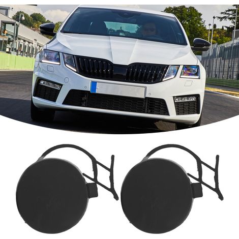 (T06) Abdeckung für die Anhängerkupplung an der vorderen Stoßstange, 2er-Set, Teilenummer 5E0807241C. Passend für SKODA OCTAVIA Kombi 5E Facelift (2017-2019). (1/5)