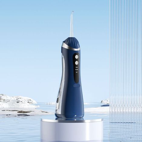 4-in-1 Mundreiniger, wasserdicht nach IPX7, lange Akkulaufzeit, tragbar, Hochdruck-Pulsspülung (blau) (1/5)