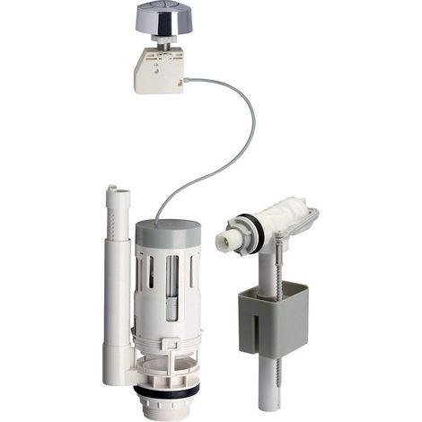 Edouard Rousseau 4231439 Kit di Scarico Promo con meccanismo a Pulsanti/Rubinetto Galleggiante 3/6 L, Bianco, Bouton Double (1/3)
