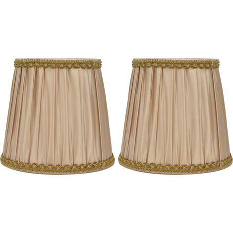 Abat-jour en tissu doré 2 pièces pour lampe E14 bougie, applique lustre, luminaire de table simple. (1/5)