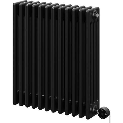 Colosseum Colore Matt Black 600mm x 548mm Horizontal Digital Thermostatic Electric Quadruple Column Radiator (1/5)
