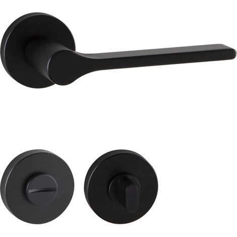MARCHESI Drückergarnitur ZADAR auf Rosette WC, 38-45 mm, Zamak schwarz matt (1/3)