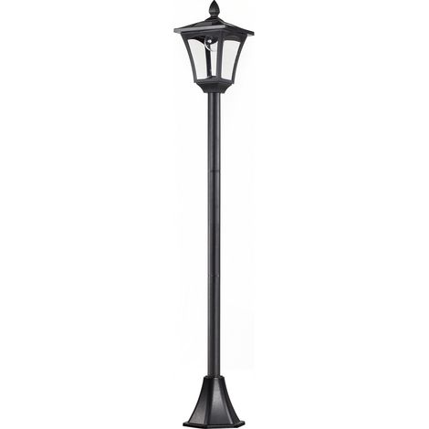 Solar-Gartenlaterne mit LED 40 Lumen, schwarz, 18 x 18 x 160 cm (1/4)