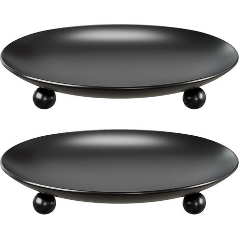 Bougeoirs noirs, 2 bougeoirs en métal de haute qualité, plateaux cylindriques pour bougies, centres de table. (1/5)