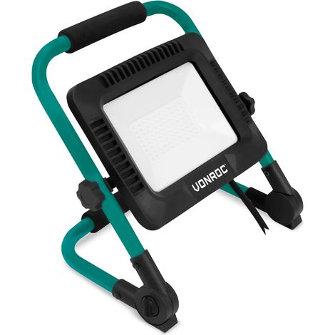 VONROC Foco de trabajo LED 50W - Plegable - Inclinable - Gran ángulo de luz 120° (1/4)
