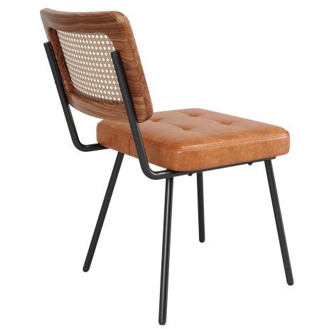 Chaises de salle à manger en similicuir (lot de 2), fauteuil style rotin, chaise de coiffeuse, chaise ergonomique, chaise de luxe abordable, chaise au style vintage (1/5)