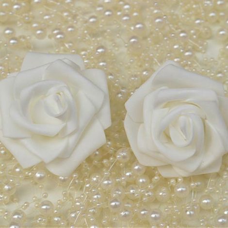 Bouquet de roses artificielles en mousse PE de 6 cm pour décoration de fête, à faire soi-même, idéal pour un mariage (lot de 10).blanc (1/5)