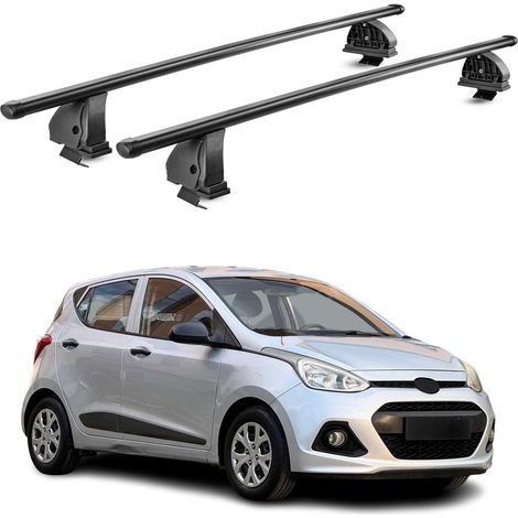 OMAC Stahl Dachträger Querträger Hyundai i10 I 2007-2013 – TÜV / DIN 75302:2019 – Abschließbar – Max. 75 kg – 2 Stangen – Schwarz (1/5)
