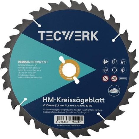 TECWERK Tischkreissägeblatt AD 350mm Z.24 WZ Schnitt-B.3,2mm TECWERK (1/3)