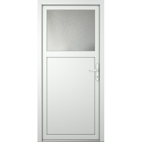 Meeth – Porte de service PVC 98cm x 200cm – Ouverture tirant droit – Isolation thermique renforcée – Cadre multichambre en plastique renforcé (1/4)