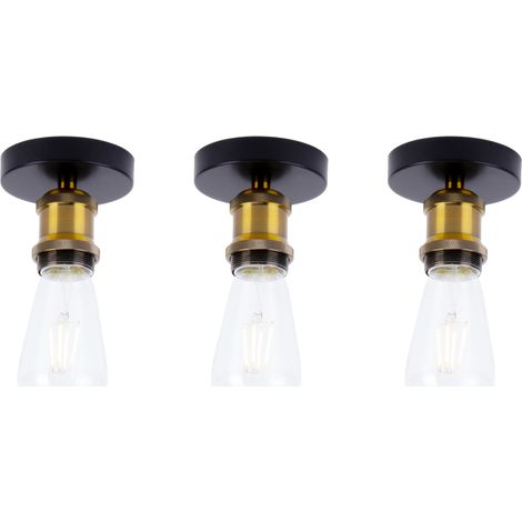 3X E27 Portalampada Plafoniera, Vintage Retro Lampada da Soffitto Edison Supporto per Cucina Camera da Letto (Bronzo)