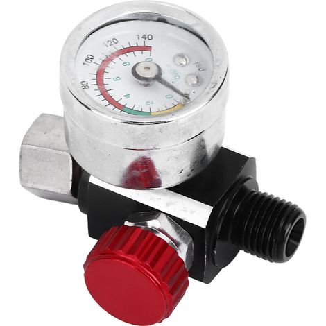 Régulateur de Pression D'air G1/4, Vanne de Réglage D'aérographe 0-140Psi 0-10bar, pour Sablage, Peinture, Fer + Matière Plastique