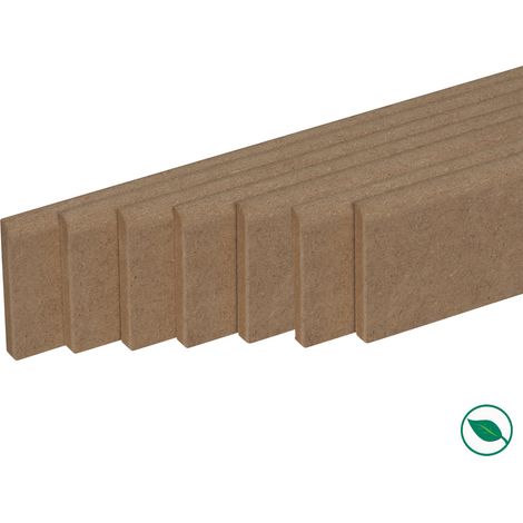 Pack de 7 plinthes bord arrondi MDF brut 2200 x 120 x 12 mm PEFC 70%