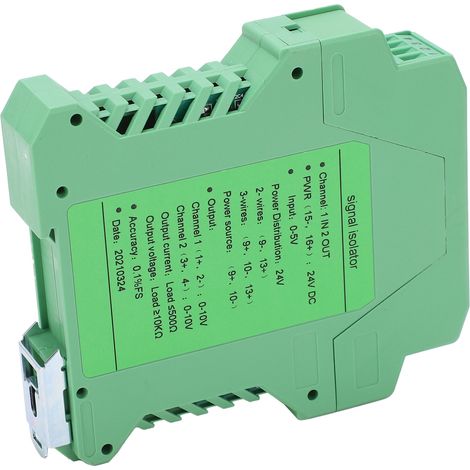 Isolateur de signal CC, transmetteur courant-tension, montage sur rail DIN, 1 entrée, 2 sorties, 0–5 V à 0–10 V, GLG (1/5)