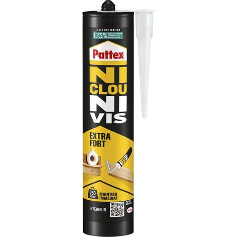 Ni Clou Ni Vis Extra Fort, Colle de fixation, Cartouche 380g, Blanc (1/5)