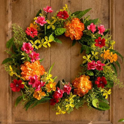 50cm Artificial Bright Spring Flower Wreath (1/3)