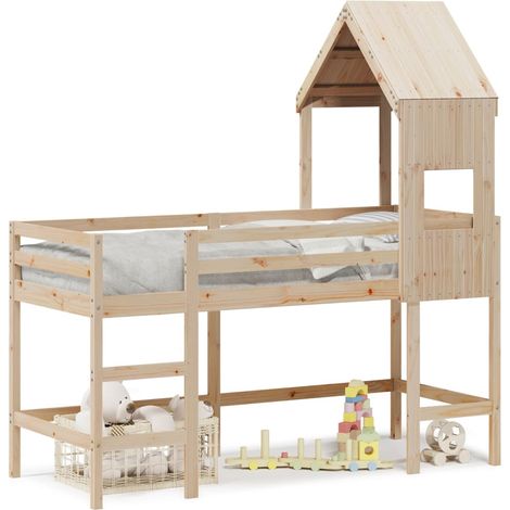 Maison Exclusive - Letto Soppalco con Scala e Tetto 90x190 cm Legno Massello Pino
