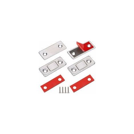 Imán para Puerta de Armario, Pestillo Magnético, 2 Piezas, Ultrafino, Cierres Magnéticos de Metal para Pegar, Imán Adhesivo para Cierre, Imán Potente para Puertas Correderas, Cajones, Ventanas y Armar (1/4)