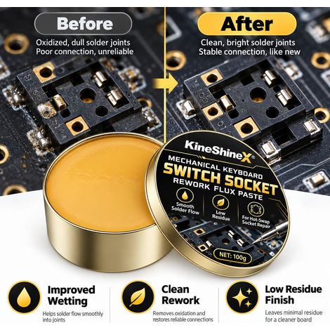KineShineX mechanical keyboard switch repair flux, hot-swap switch repair soldering paste (1/4)