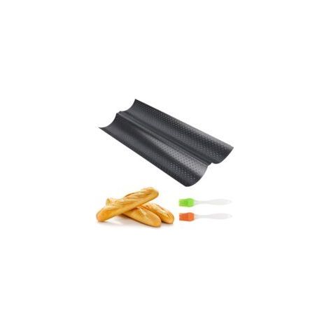 Antihaft-Baguetteform – Französisches Brotblech für 2 Baguettes mit 2 Küchenpinseln (1/5)