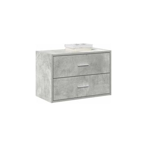 Armoire avec 2 tiroirs gris béton 60x31x40 bois d'ingénierie (1/5)