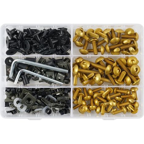 Kit de tornillos para carenado, 253 piezas, compatible con modelos Yamaha y Suzuki, color dorado. (1/2)