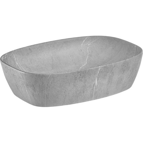 Rechteckiges Aufsatzwaschbecken 50,5x38,5 cm in Grau mit Naturstein-Effekt
