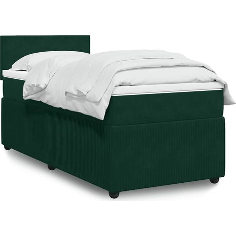 vidaXL Sommier à lattes de lit et matelas Vert foncé 80x200 cm Velours (1/5)