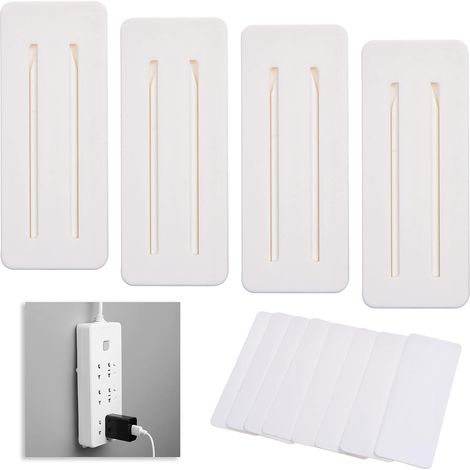 10x Supports multiprises Facile à Installer - Fixateur de Bloc d'extension Auto-adhésif sans perceuse - Design coulissante et Mural (1/5)
