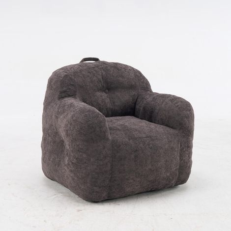 Fauteuil poire en fausse fourrure, rembourrage en mousse déchiquetée, avec accoudoirs, pour salon et chambre (1/5)