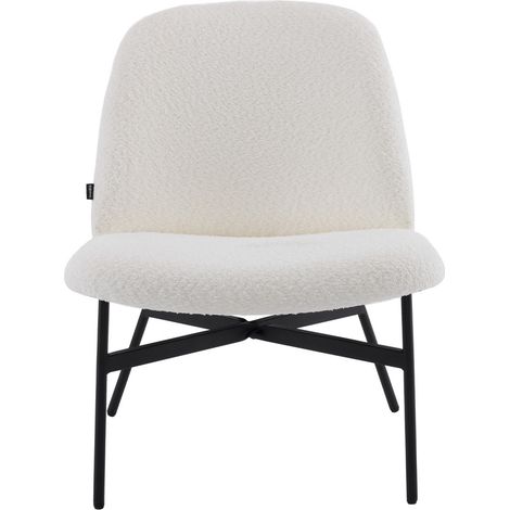 Fauteuil en tissu bouclé beige - Petra (1/5)