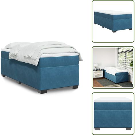 Boxspringbett mit Matratze Dunkelblau 90x190 cm Samt - Samtbett - Boxspringbett - Doppelbett - Schlafzimmermöbel - Luxusbett